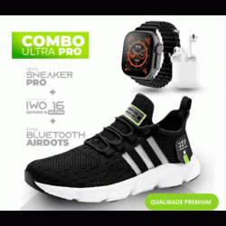 Combo Ultra Pro 3 em 1 -  TÊNIS SNEAKER PRO + SMARTWATCH IWO SERIES 8 ULTRA + FONE BLUETOOTH PRO